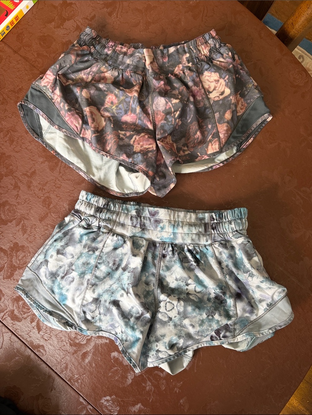 lululemon athletica Floral and Tie-Dye Athletic Shorts - Pink, Gray, Blue
